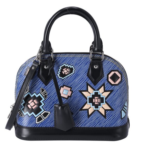 Louis Vuitton Blue Denim Aztec Epi Leather Alma BB Small Dome Bag Crossbody - Picture 1 of 10